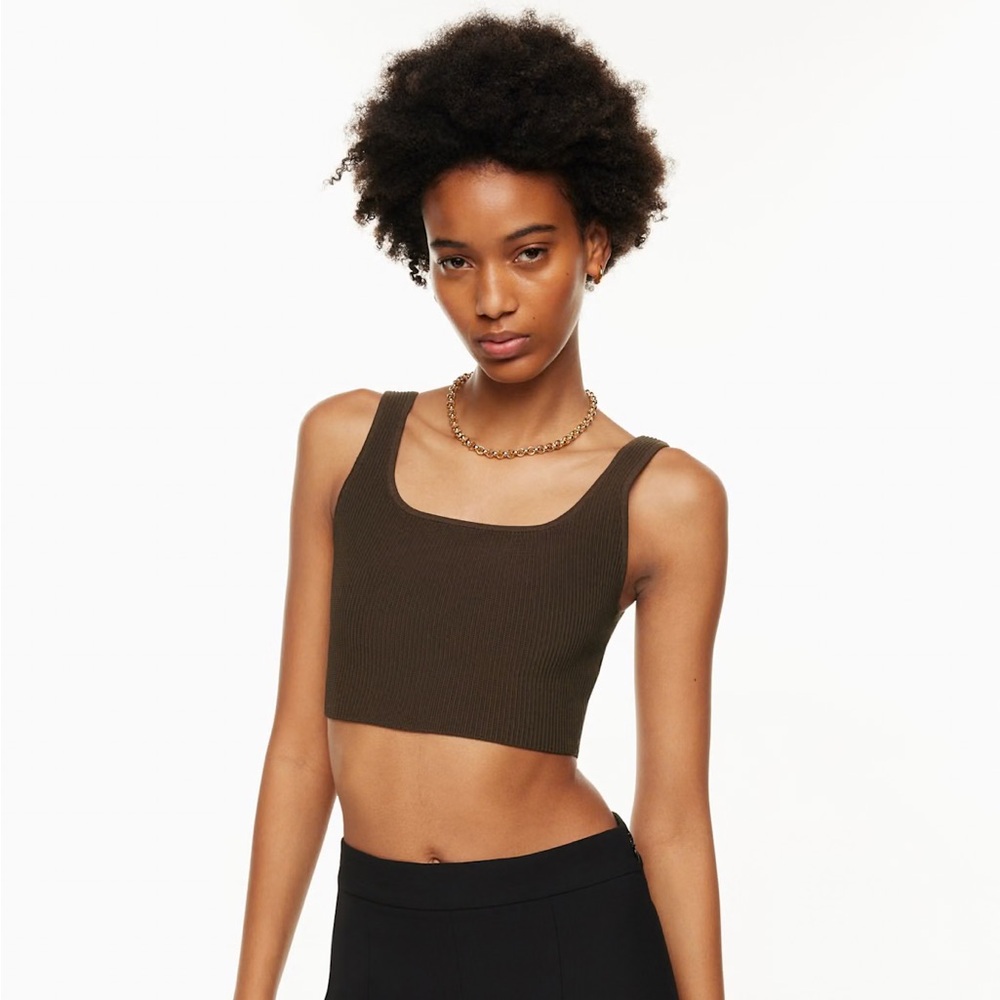 Aritzia Brown Babaton Ribbed Cropped Tank
